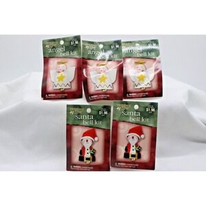 LOT of 5 Holiday Time Santa Bell Kit #9704 & Angel Bell Kit #9702 Vintage NOS